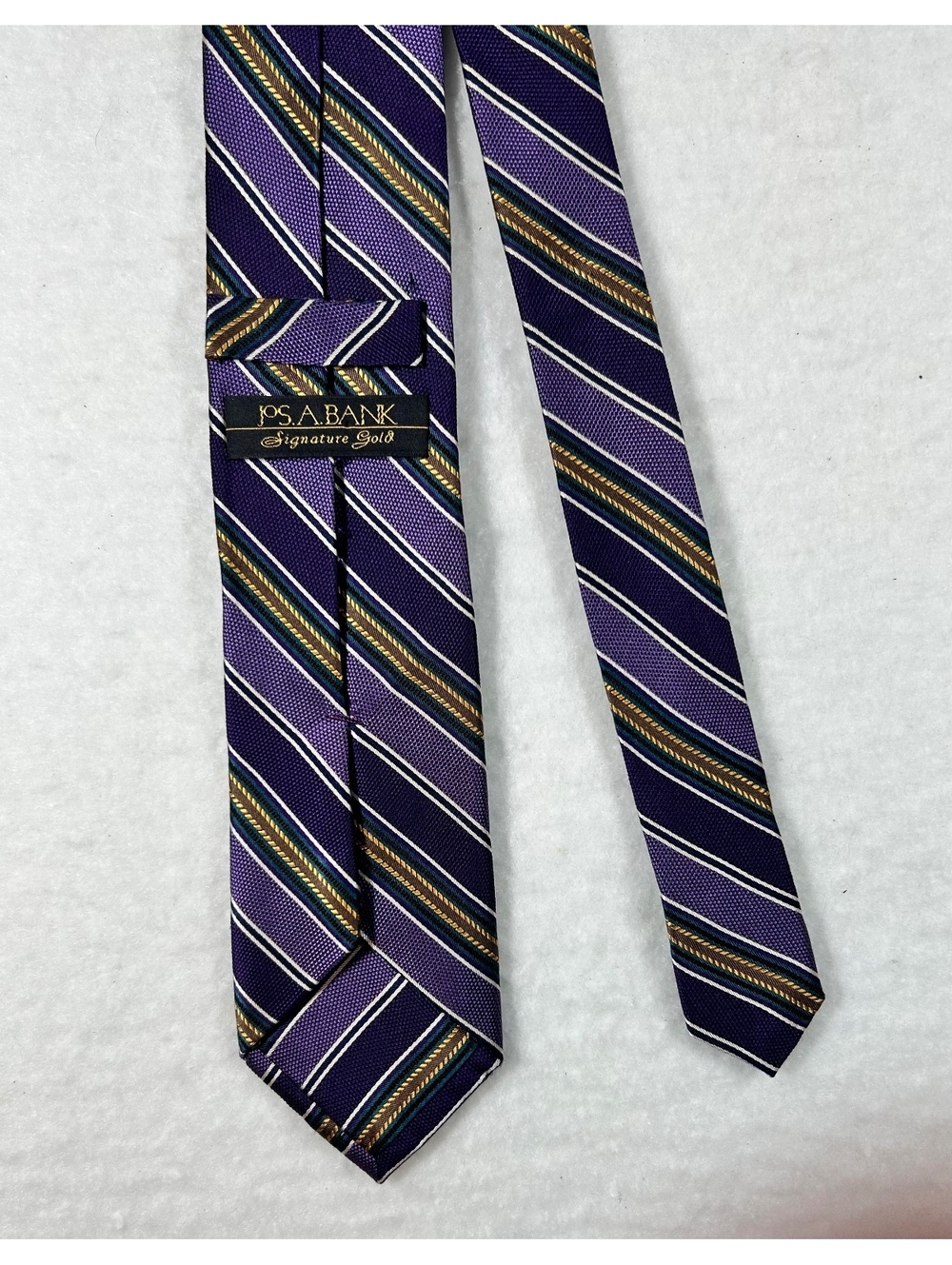 Jos. A. Bank Signature Gold Purple Striped Silk Tie
